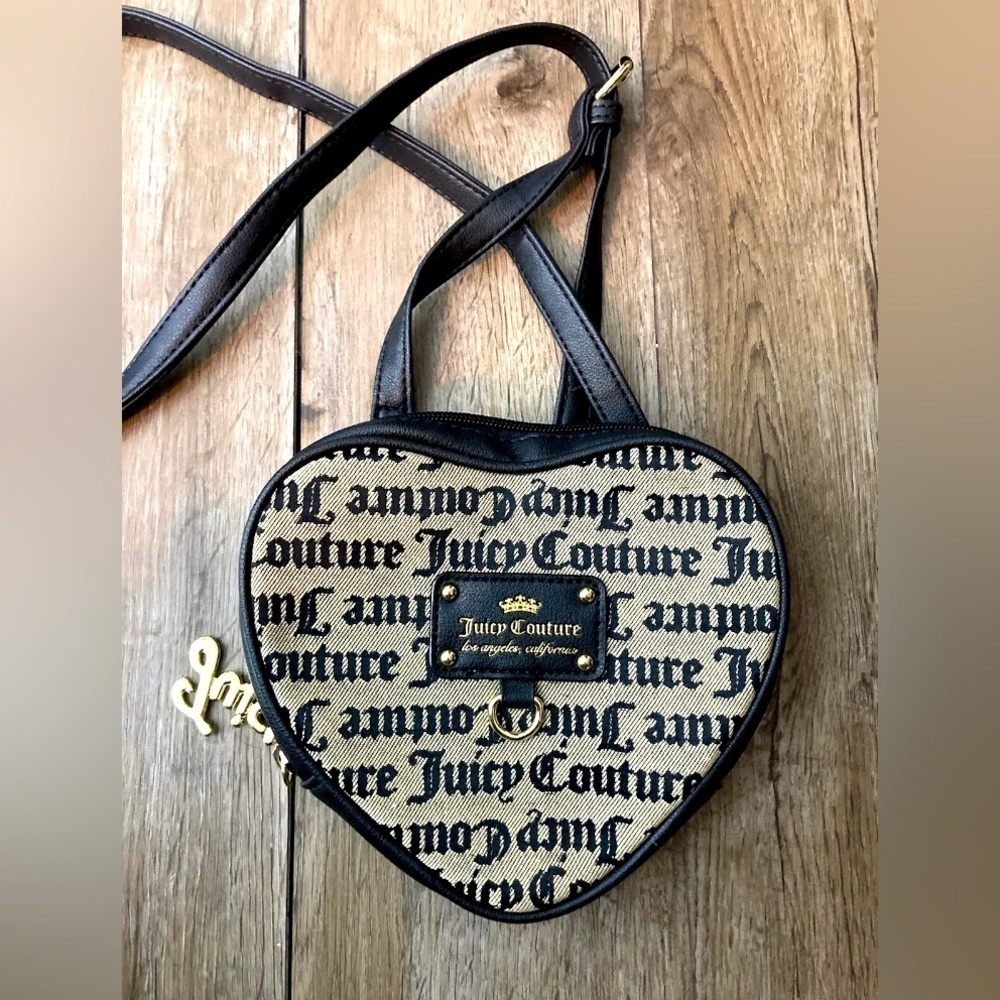 Juicy Couture Heart-Shaped Black and Tan Bag